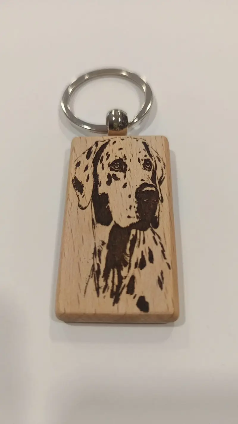 Arte pirograbado Llavero Mascota Dálmata